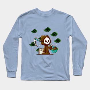 Midnight Stroll of the Grim Reaper: A Haunting Tale Long Sleeve T-Shirt